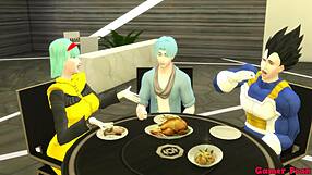 Bulma stepmother sucks stepson, fucked in ass next to husband