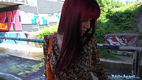 Hardcore public sex with a busty redhead babe