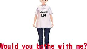 Anime girl feels hot spring bliss