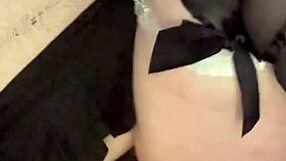 Beautiful brunette milf minxycme moans while sucking dildo in homemade lesbian scene.