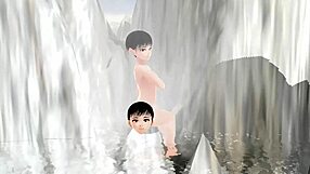 Anime girl feels hot spring bliss