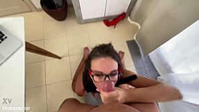 Chick has hardcore anal sex in her office and gets a facial