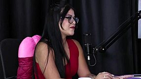 Andriza Haack Blows Deep In Sheer Red Lingerie Group Lesbian BDSM Fun