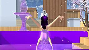 point of view cartoon fox girl dances on lap