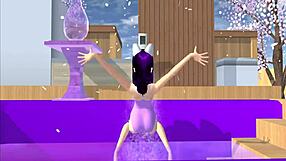 point of view cartoon fox girl dances on lap