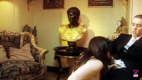 A Little Masked Brunette Kitty Came To Play And Tittyfuck Her Master's Big Dick