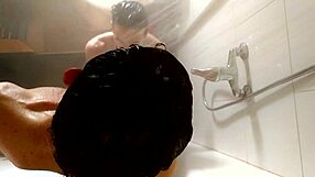 shower cam catches tight ass and big cock getting soaked with cum