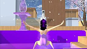 point of view cartoon fox girl dances on lap