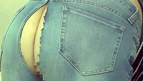 Japanese Babe's Huge Ass Ripped Pants Gets Instant Raw Cumshot!