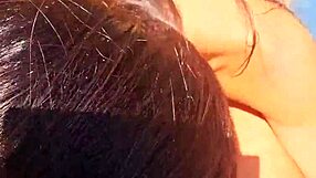 beautiful latina housewife licks and sucks cock outdoors at piscine