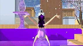 point of view cartoon fox girl dances on lap