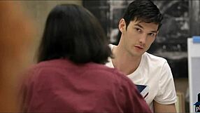 Redhead Student Blows Guy in Study Room Before Fucking with Feet Play