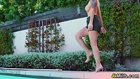 Busty blonde cougar Alexis seduces the garden guy with her big tits and oral skills