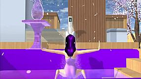 point of view cartoon fox girl dances on lap