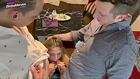 Blonde whore Divinamaruuu in sloppy trio with real estate agent