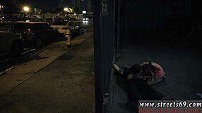 blonde teen bound in bondage while giving blowjob and licking.