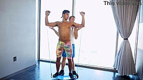 workout buddies rim and fuck sweaty asses