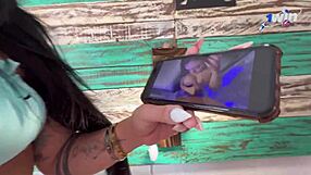 Tattooed latina with big tits fucks stranger in cowgirl at outdoor inn