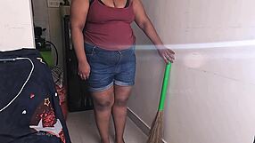 My friend's wife feels horny during sex call while cleaning