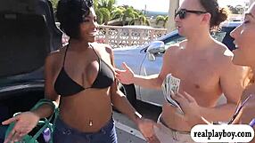 Sexy Women Flashing Tits for Money in Public Outdoor Reality