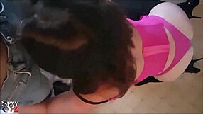 French amateur in pink satin corset and panties enjoys doggystyle blowjob deepthroat POV in 2009