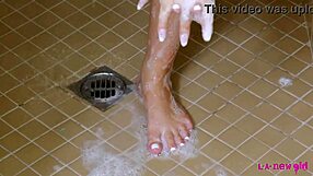 New Teen 18+ Brunette Takes A Shower