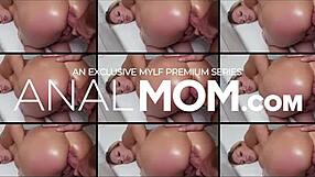 Redhead stepmom gives her stepson a sensual titty fuck