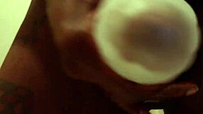 Tall dark chocolate hallelujah johnson uses new sex toy on big black cock