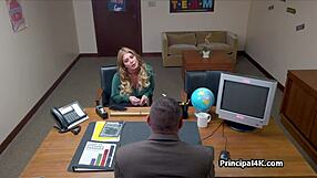 Soccer Mom Strips and Gets Bent Over in Office by Principal's Hard Cock