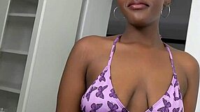 Smooth ebony babe sucks big cock in fake africancasting interview