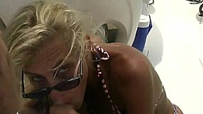 Blonde amateur hotwife Mindy takes 25 loads of cum on her face.
