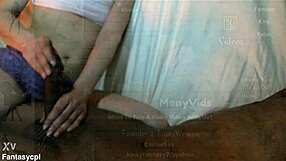 Wife teases husband with femdom handjob and big black cock