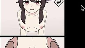 Beautiful girls stuck together in an anime game called 'Girl on the Wall'