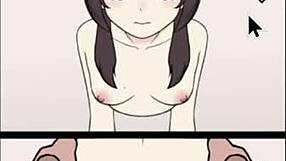 Curvy anime girl stuck on wall with monster cock creampie