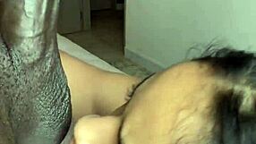 This latina girlfriend gives a sloppy deepthroat blowjob