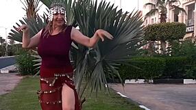 Hot milf mariaold teasing by huge tits in oriental style cosplay