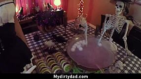 Masked step daughter seduces and fucks