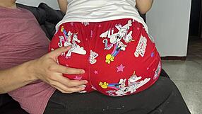 Innocent stepdaughter sits on stepdad's lap while eating, he craves her ass