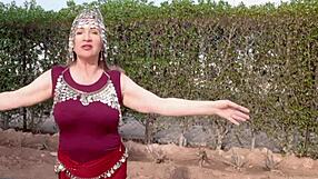 Hot milf mariaold teasing by huge tits in oriental style cosplay