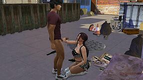 a young 18+ girl gives a blowjob to a stranger for money, tricked into sex