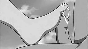 Ever seen an anime character give a wild footjob like this?