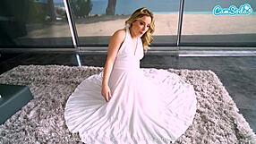 Sexy Blonde in Marilyn Monroe Cosplay Masturbates with Huge Toy. Can You Handle It?