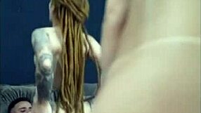 redhead with dreads rides friend's cock while wife sucks me