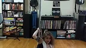 Black Skirt Strip Reveals Tattooed Milf's Big Tits