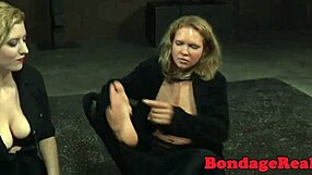 Busty Submissive Slave's Feet Punished In Pantyhose Before Pissing