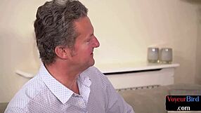 Curvy british babe shows butt in upskirt!