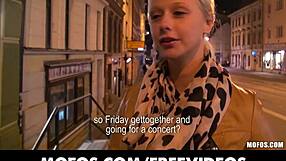 Cute blonde Czech student paid for sex in public