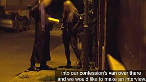 Horny blonde milf with huge boobs gets creampied by preacher on way to halloween party 😈