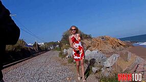 French Blonde Takes Big Cock Anal on Public Beach