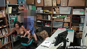 Bonnie Grey and Maya Bijou receive a huge cock.